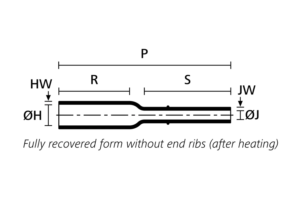 Recovered drawing of Helashrink 120 bottle shape heat shrink boot without rib