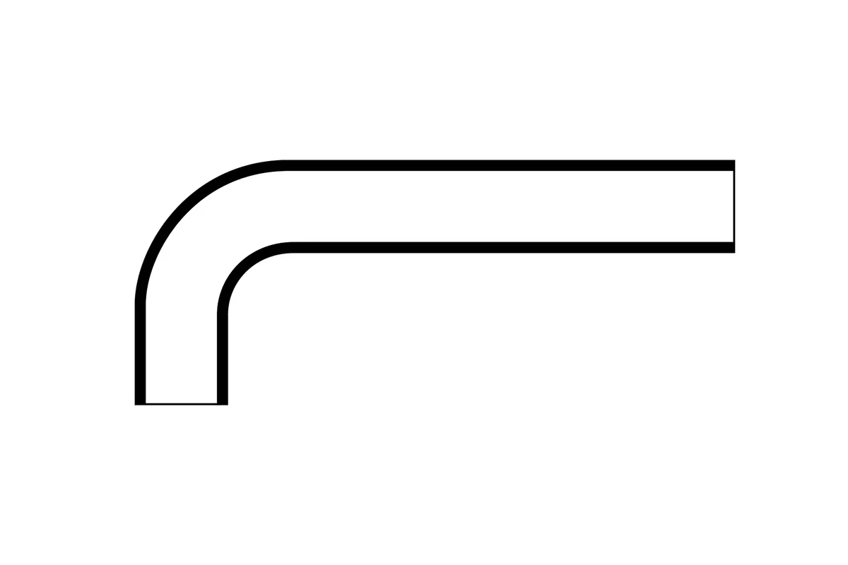 Overview diagram of Helashrink 1400 series 90° angle elbow heat shrink molded shape for cable routing