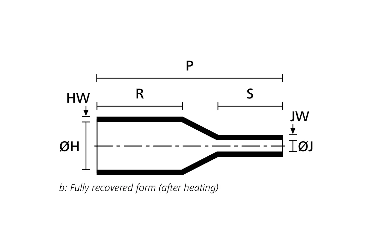 Recovered drawing of Helashrink 160 heat shrink boot without rib