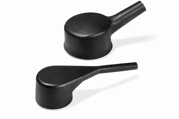 Helashrink 1100 series low profile right angle heat shrink shape with high ratio providing strain relief for connector cables