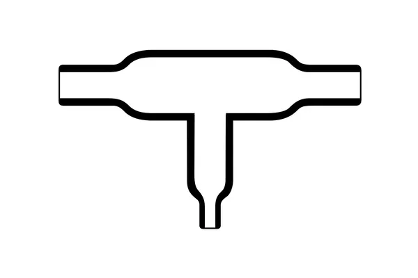 Overview diagram of Helashrink 1204-1 series offset T-shaped heat shrink molded shape for VG style cable harness transitions