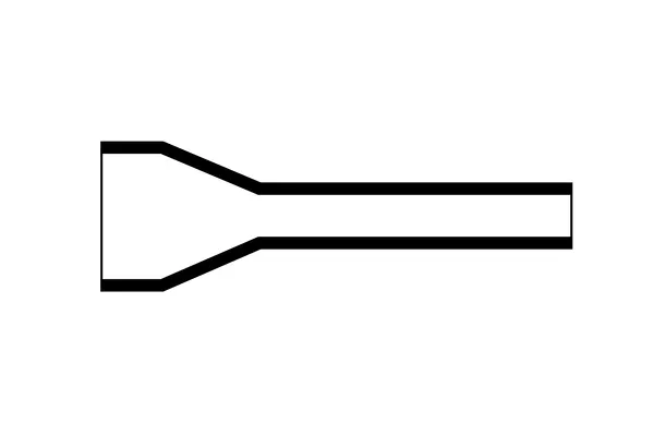 Overview diagram of Helashrink 140 series long outlet heat shrink shapes without rib for flexible cable routing