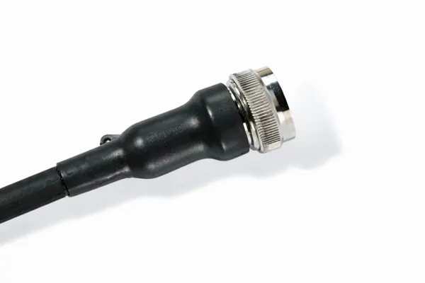 Helashrink 150 bottle shape heat shrink boot with rib installed on circular connector for sealing