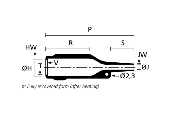 Recovered drawing of Helashrink 190 bottle heat shrink boot with external ribs