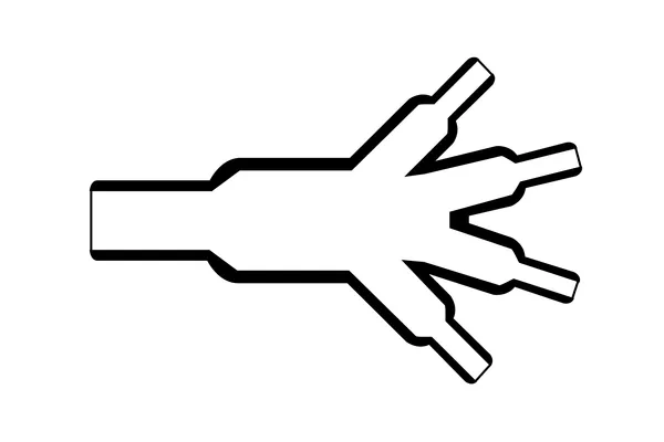 Diagram of Helashrink 400 series four way outlet heat shrink shape for VG style cable harness transitions