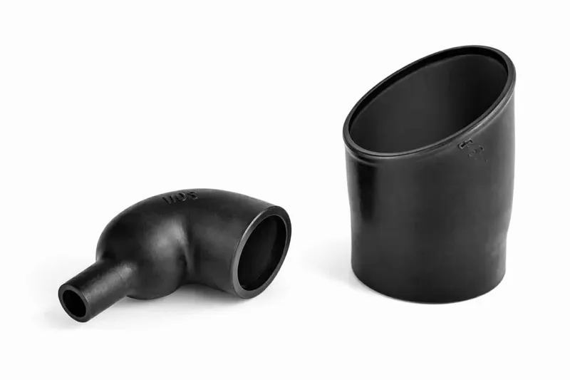 Helashrink 1100 MIL style right angle heat shrink shape with rib for circular adaptors, strain relief