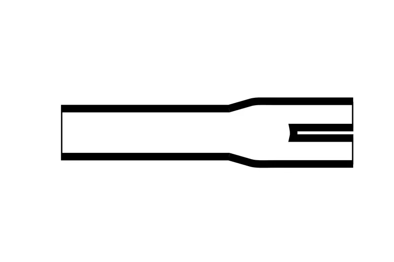 Diagram of Helashrink 300 series three way outlet heat shrink shape for inline low voltage cable harness breakouts